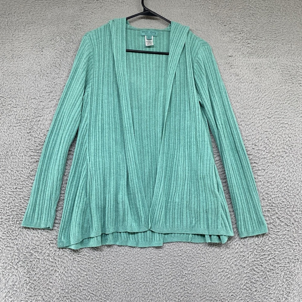Barefoot Dreams Cardigan Womens Small Turquoise CozyChic Ultra Lite Hooded Open